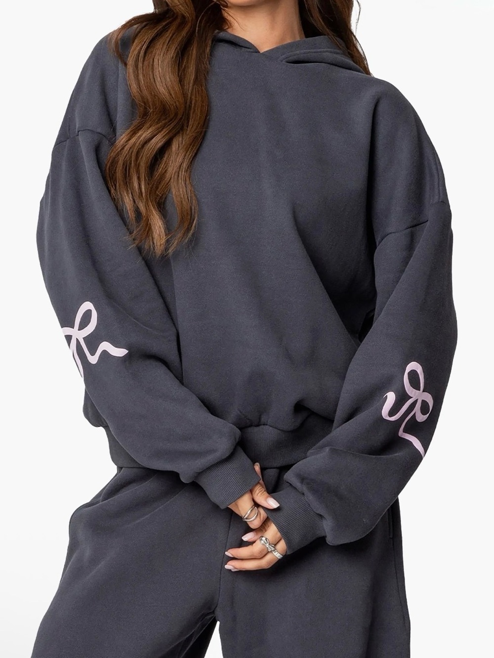 Edikted Bonney Bow Oversize Hoodie Dark Gray